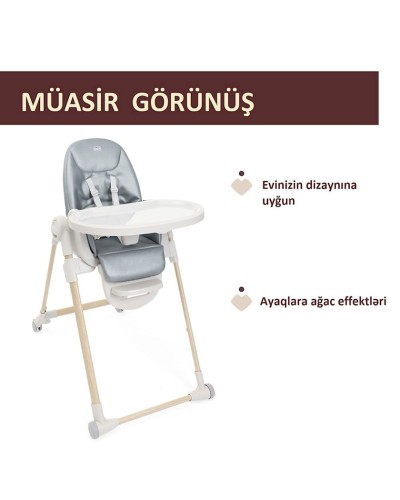 Uşaq yedizdirmə oturacağı Chicco Polly Armonia Greenery, boz