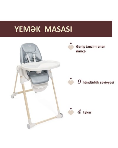 Uşaq yedizdirmə oturacağı Chicco Polly Armonia Greenery, boz