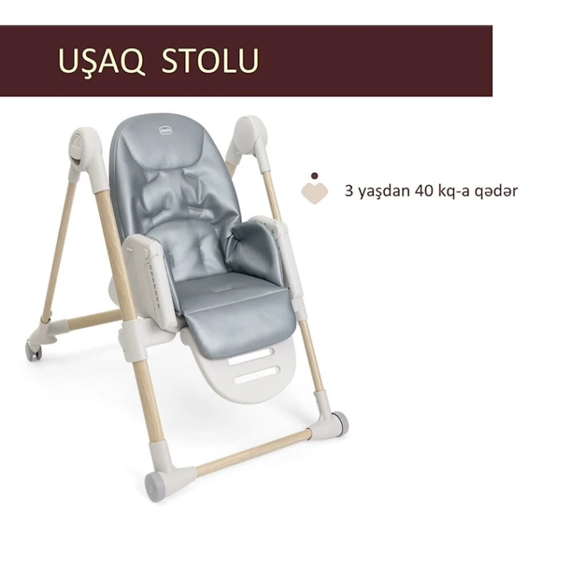 Стульчик для кормления Chicco Polly Armonia Greenery, серый Стульчик для кормления Chicco Polly Armonia Greenery, серый