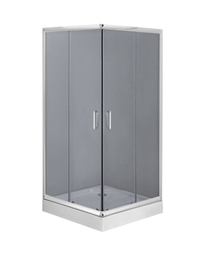 Duş kabini Deante Funkia 80x80x185 sm, kvadrat, bərkidilmiş şüşə, xrom/qrafit