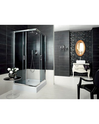 Duş kabini Deante Funkia 80x80x185 sm, kvadrat, bərkidilmiş şüşə, xrom/qrafit