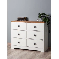 Комод, 73.5x35.5x90 см, ЛДСП, белый/коричневый Комод, 73.5x35.5x90 см, ЛДСП, белый/коричневый