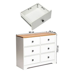 Комод, 73.5x35.5x90 см, ЛДСП, белый/коричневый Комод, 73.5x35.5x90 см, ЛДСП, белый/коричневый