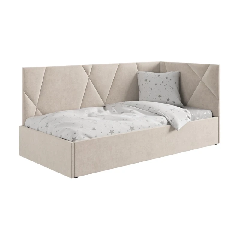 Bir nəfərlik çarpayı Art_tek_yataq 90, laminat/parça, bej, 85x90x200 sm Bir nəfərlik çarpayı Art_tek_yataq 90, laminat/parça, bej, 85x90x200 sm