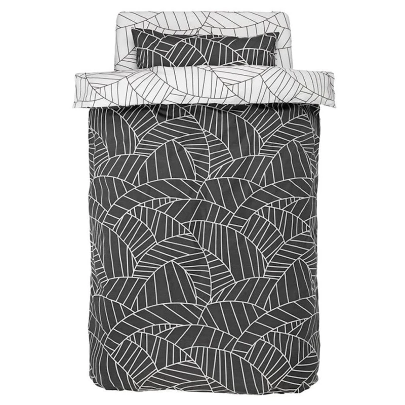 Комплект постельного белья JYSK Paula, пододеяльник 140x200, простыня 150x250, наволочка 50x70, полутораспальный, перкаль, серый/белый