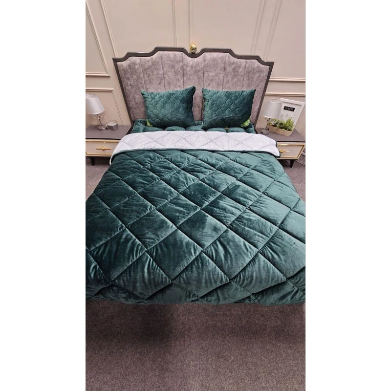 Одеяло Sahara, 195х215 см, двуспальное, всесезонное, велюр, зеленое