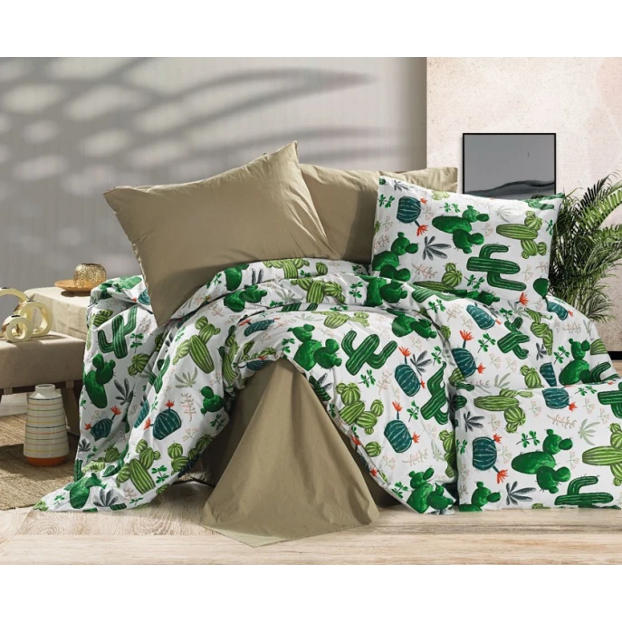 Yataq dəsti SE018, avro, poplin/pambıq, yorğan üzü 200x220 sm, mələfə 240x260 sm, 2 əd yastıq üzü 50x70 sm