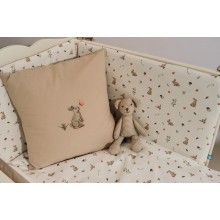 Beşik üçün yumşaq qoruyucu ilə dəst Grass, pambıq, bej/ağ, 7 parça