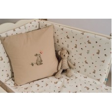 Beşik üçün yumşaq qoruyucu ilə dəst Grass, pambıq, bej/ağ, 7 parça