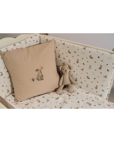 Beşik üçün yumşaq qoruyucu ilə dəst Grass, pambıq, bej/ağ, 7 parça