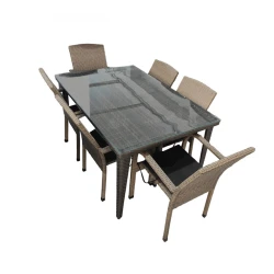 Комплект садовой мебели P0115/P0116, на 6 человек, 100x150 см, коричневый Комплект садовой мебели P0115/P0116, на 6 человек, 100x150 см, коричневый