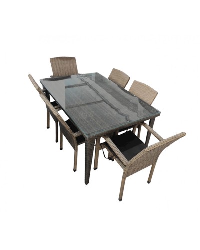 Bağ üçün mebel dəsti P0115/P0116, 6 nəfərlik, 100x150 sm, qəhvəyi