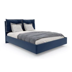 Двуспальная кровать Art_ikili_yataq (200) 40, ламинат, синяя, 200x200x120 см