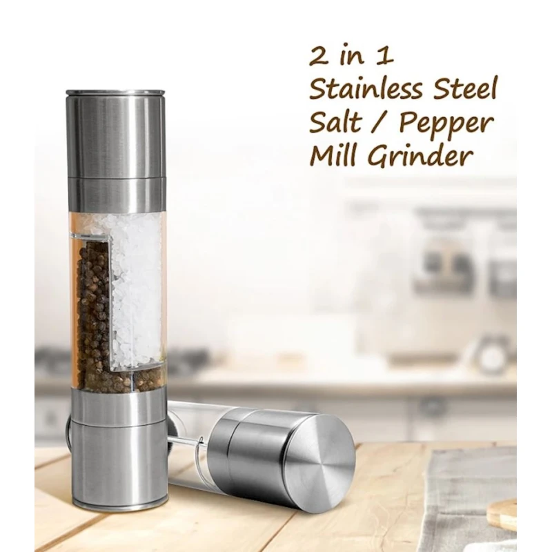 Dəyirman ədviyyatlar üçün 2in1, paslanmayan polad, hündürlüyü 22.20 sm, gümüşü