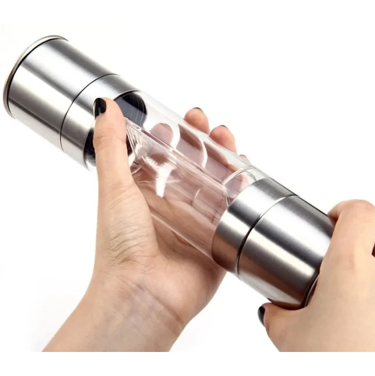 Dəyirman ədviyyatlar üçün 2in1, paslanmayan polad, hündürlüyü 22.20 sm, gümüşü