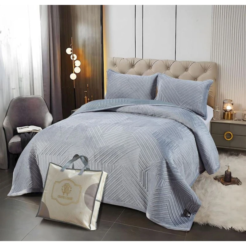 Набор покрывал с наволочками Sahara, покрывало 220х240 см, наволочки 50х70 см 2 шт, двуспальный, голубой