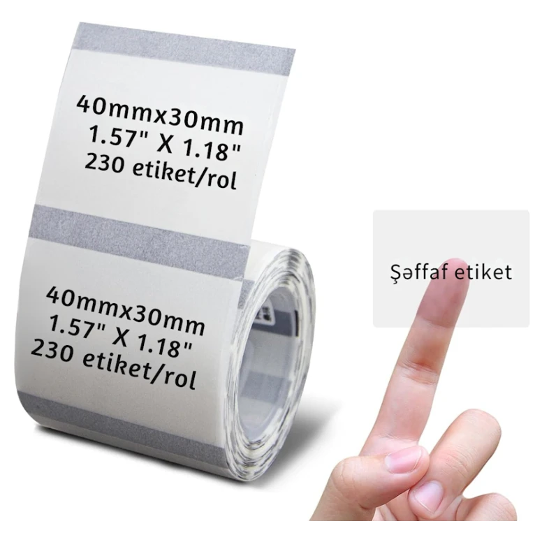 Etiket lenti Niimbot ST_12474394, 40x30 mm, 230 əd, şəffaf