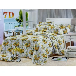 Комплект постельного белья MiraNova CTS-464, простыня 200х220 см, пододеяльник 200х220 см, наволочки 50х70 см, двуспальный, белый/желтый