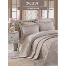 Örtük və yastıq üzü dəsti Gardines Miray, örtük 260x240 sm, yastıq üzü 50x70 sm 2 ədəd, ikinəfərlik, polyester, bej - RB_210967_003