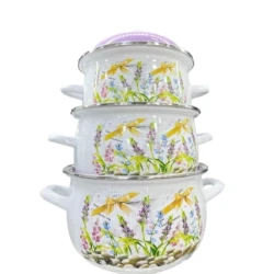 Набор кастрюль ZTW-QDEO6, эмаль, белый, 18/20/22 см, 3 шт