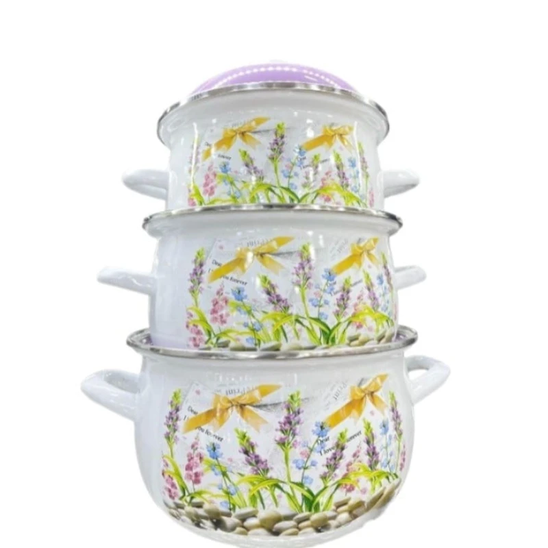 Набор кастрюль ZTW-QDEO6, эмаль, белый, 18/20/22 см, 3 шт