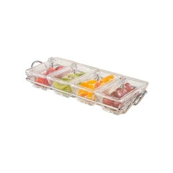 Менажница Limon Kitchenware OP-ASK6, золотистый/прозрачный, 33x13x7.5 см