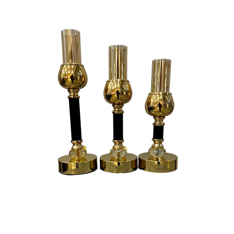 Набор подсвечников PH-34 золотистый, стекло/нержавеющий металл, 3 шт, 35x40x45 см Набор подсвечников PH-34 золотистый, стекло/нержавеющий металл, 3 шт, 35x40x45 см