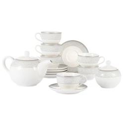 Сервиз чайный Gipfel Annet 42788, на 6 персон, 14 предметов, фарфор, белый/серый Сервиз чайный Gipfel Annet 42788, на 6 персон, 14 предметов, фарфор, белый/серый