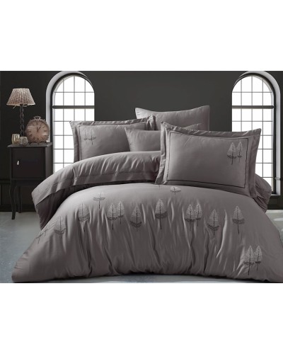 Yataq dəsti Dantela 013, yorğan üzü 200х220, mələfə 240х260, yastıq üzü 50х70, ikinəfərlik, lüks-satin, boz