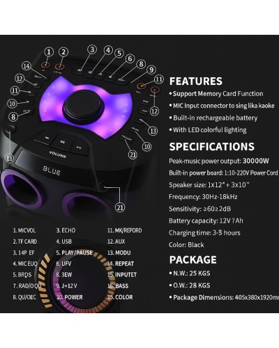 Portativ dinamik MT-1288 30000W