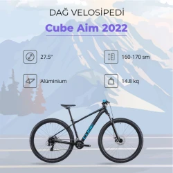 Горный велосипед Cube Aim 2022, размер S, Black/Blue