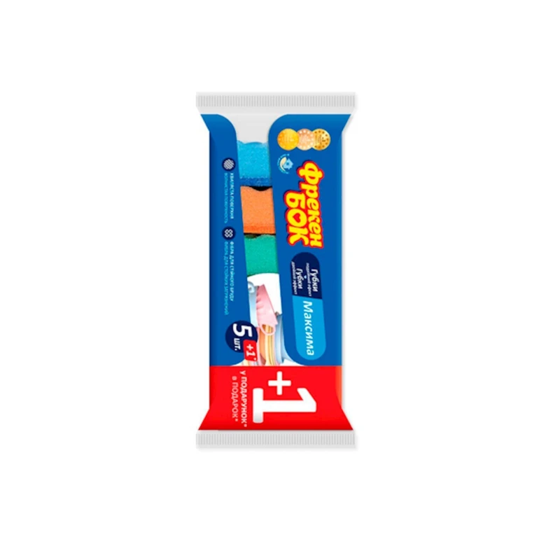 Набор губок Фрекен Бок, 5+1 шт, 7x10x3 см, поролон/абразив, разные цвета Набор губок Фрекен Бок, 5+1 шт, 7x10x3 см, поролон/абразив, разные цвета