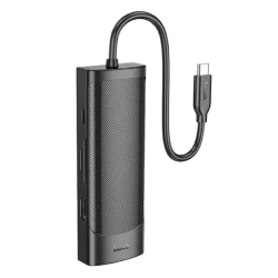 USB HUB Hoco HB44 Type-C to HDTV+RJ45+SD/TF+USB3.0+USB2.0+Type-C 2.0+PD, Черный - 6942007619004