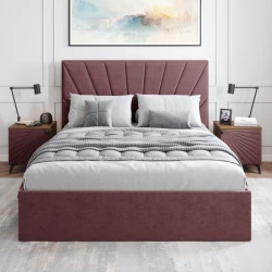 Двуспальная кровать Art_ikili_yataq 77, ламинат/текстиль, 120x180х200 см