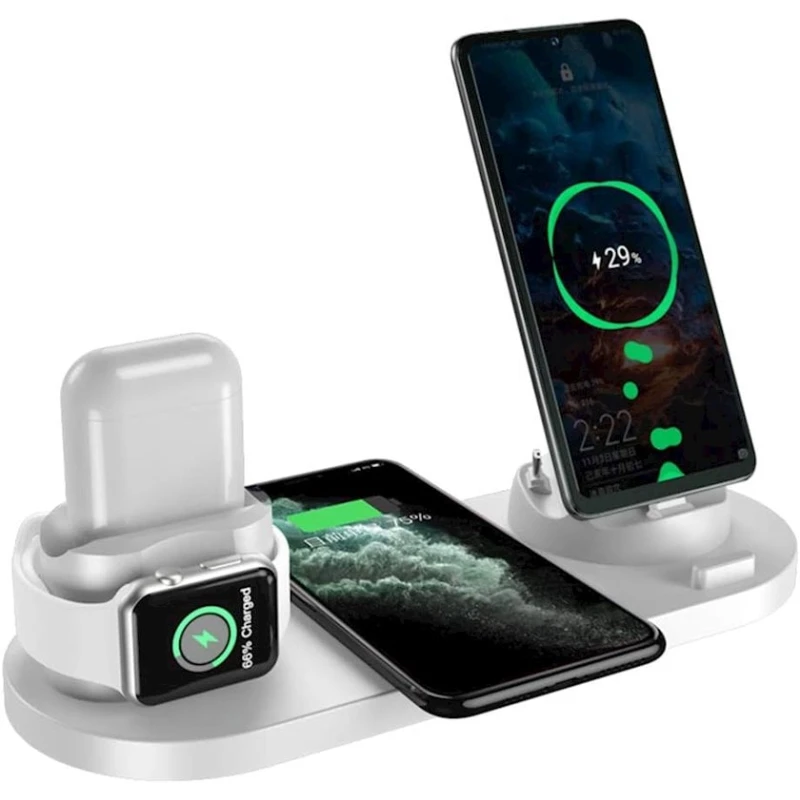 Беспроводное зарядное устройство Aqonsie Qi Fast Wireless Charging Dock Stand White