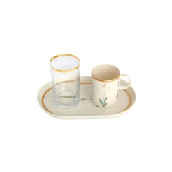 Кофейная пара Porland Botanical 04ALM006503, 1 персон, 3 шт, фарфор, белый/прозрачный