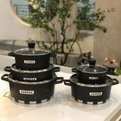 Набор посуды Uakeen UU-KK-001, 10 предметов, с крышками, черный