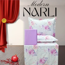 Комплект постельного белья Nar-Lı-001081, простыня 240x260 см, пододеяльник 200x220 см, наволочки 2 шт x 50x70 см, двуспальный, хлопок, разноцветный