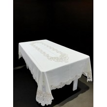 Süfrə Narlı NRl-00631, kətan, ağ, 160х260 sm