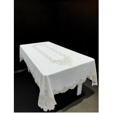 Süfrə Narlı NRl-00631, kətan, ağ, 160х260 sm