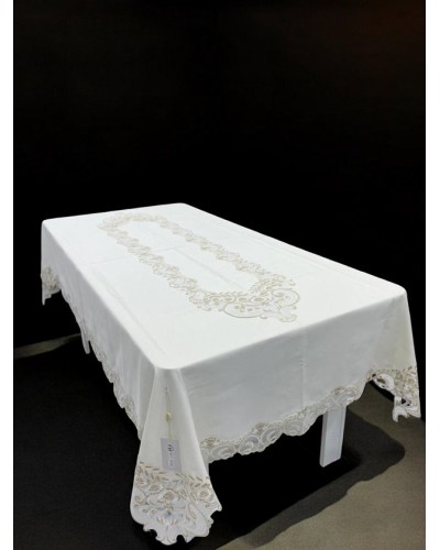 Süfrə Narlı NRl-00631, kətan, ağ, 160х260 sm