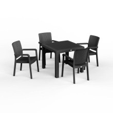 Bağ üçün mebel dəsti Florya Garden, masa ölçüsü 90x90 sm, stul ölçüsü 45x58x56x84 sm, antrasit - Florya Garden 049