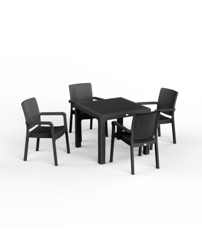 Bağ üçün mebel dəsti Florya Garden, masa ölçüsü 90x90 sm, stul ölçüsü 45x58x56x84 sm, antrasit - Florya Garden 049