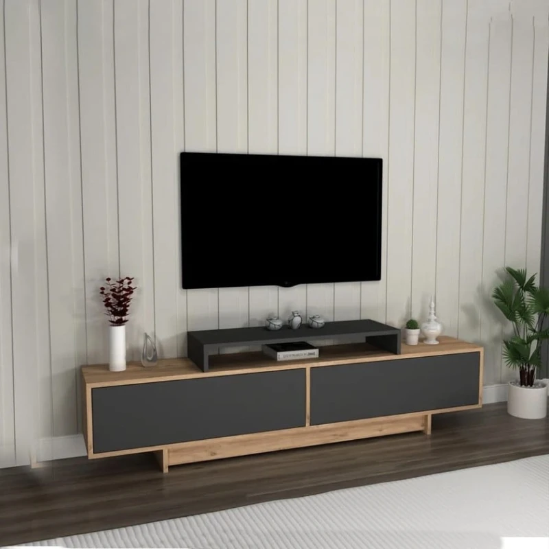 Тумба Ev Plus ev_12116056, ЛДСП, антрацит, коричневый, 180x29.6x50.2 см Тумба Ev Plus ev_12116056, ЛДСП, антрацит, коричневый, 180x29.6x50.2 см