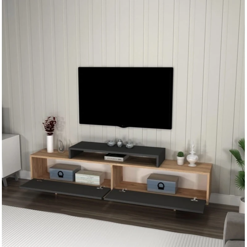 Тумба Ev Plus ev_12116056, ЛДСП, антрацит, коричневый, 180x29.6x50.2 см Тумба Ev Plus ev_12116056, ЛДСП, антрацит, коричневый, 180x29.6x50.2 см