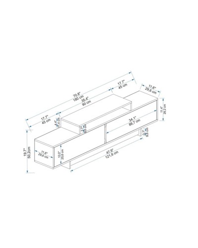 Tumba Ev Plus ev_12116056, LDSP, antrasit, qəhvəyi, 180x29.6x50.2 sm