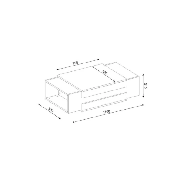 Журнальный стол Art-92, 110x60x30 см, ламинат, коричневый/белый