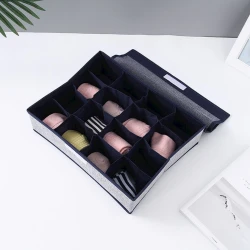 Ящик для белья XimiVogue Denim Series Storage Box for Underwear 16 Compartments, джинсовая ткань, флизелин, картон, 16 частей, 35х27 см