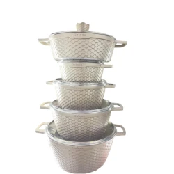 Набор кастрюль Unique ZTW-QDQI, керамика/стекло, золотистый, 20/24/28/32 см, 5 шт