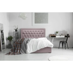 Двуспальная кровать Art_ikili_yataq 92, ламинат/текстиль, розовая, 120x200х200 см